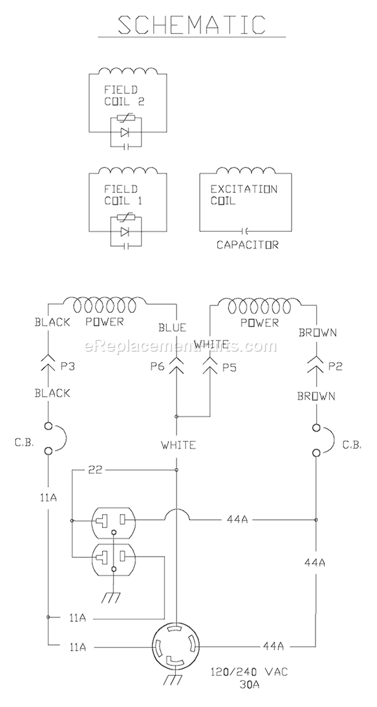 Page C Diagram and Parts List for  Briggs and Stratton Generator